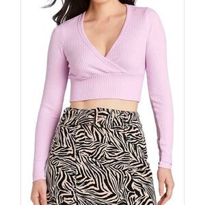 Wild Fable Women's Long Sleeve Cozy Crop Ribbed Top
